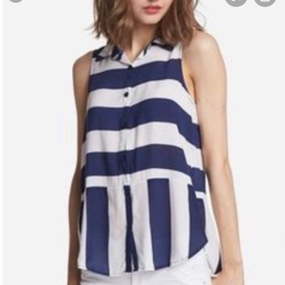 Slendid Magnolia Striped Sleeveless Blouse